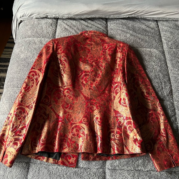 Juliana Collezione red and gold leather jacket with silk lining - Picture 2 of 3